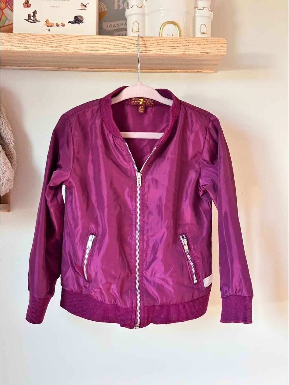 7 For All Mankind Raspberry Zipper Jacket Sz 2T